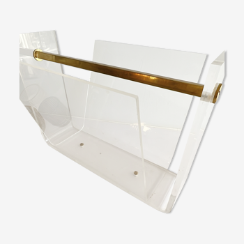 Methacrylate and brass magazine holders by David Lange, 1970s