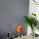 1980s orange turned wooden lamp