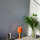 1980s orange turned wooden lamp