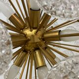 Val Saint Lambert crystal sputnik gold chandelier , 1960’s