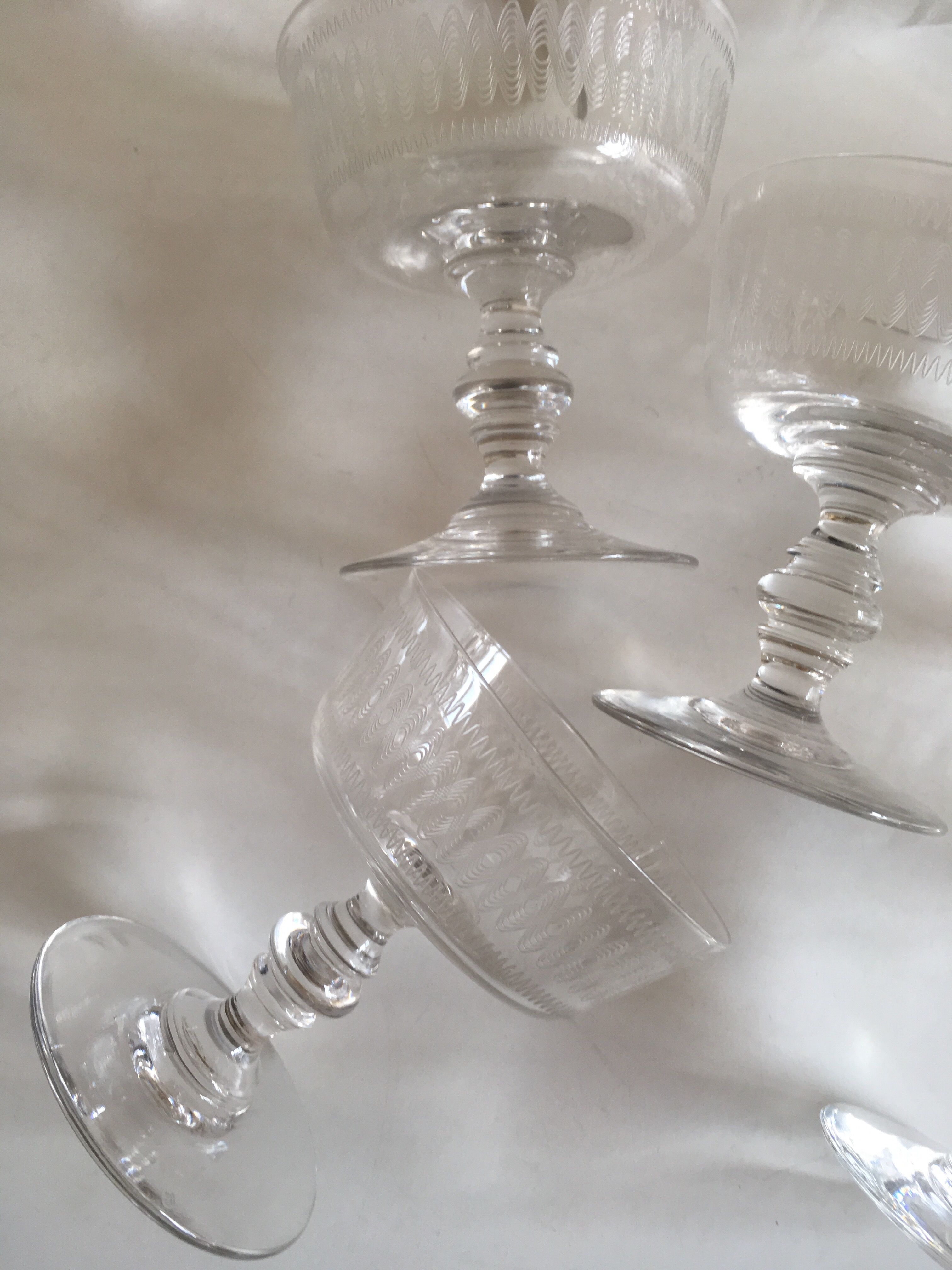 Set de 6 coupes à champagne en cristal sonnant années 20s