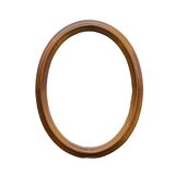 Old large oval wooden wall mirror