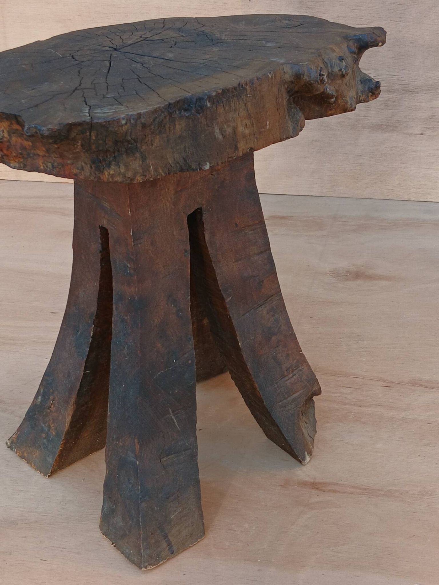 Brutalist oak stool