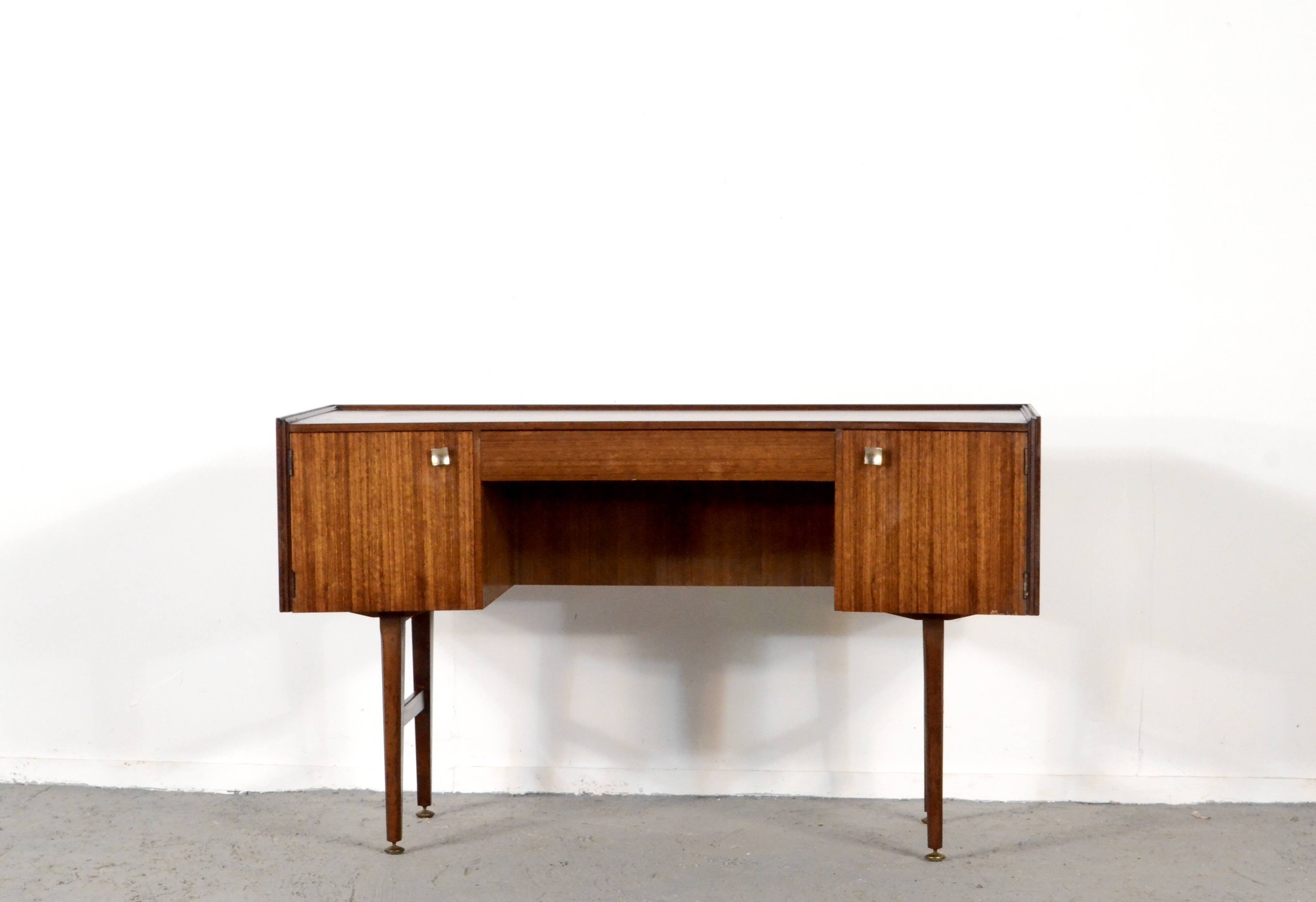Midcentury Meredew Desk In Walnut And Brass.
