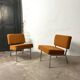 Paire de chauffeuses vintage orange 1970