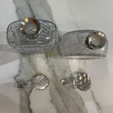 Pair of Decanters in crystal and silverware