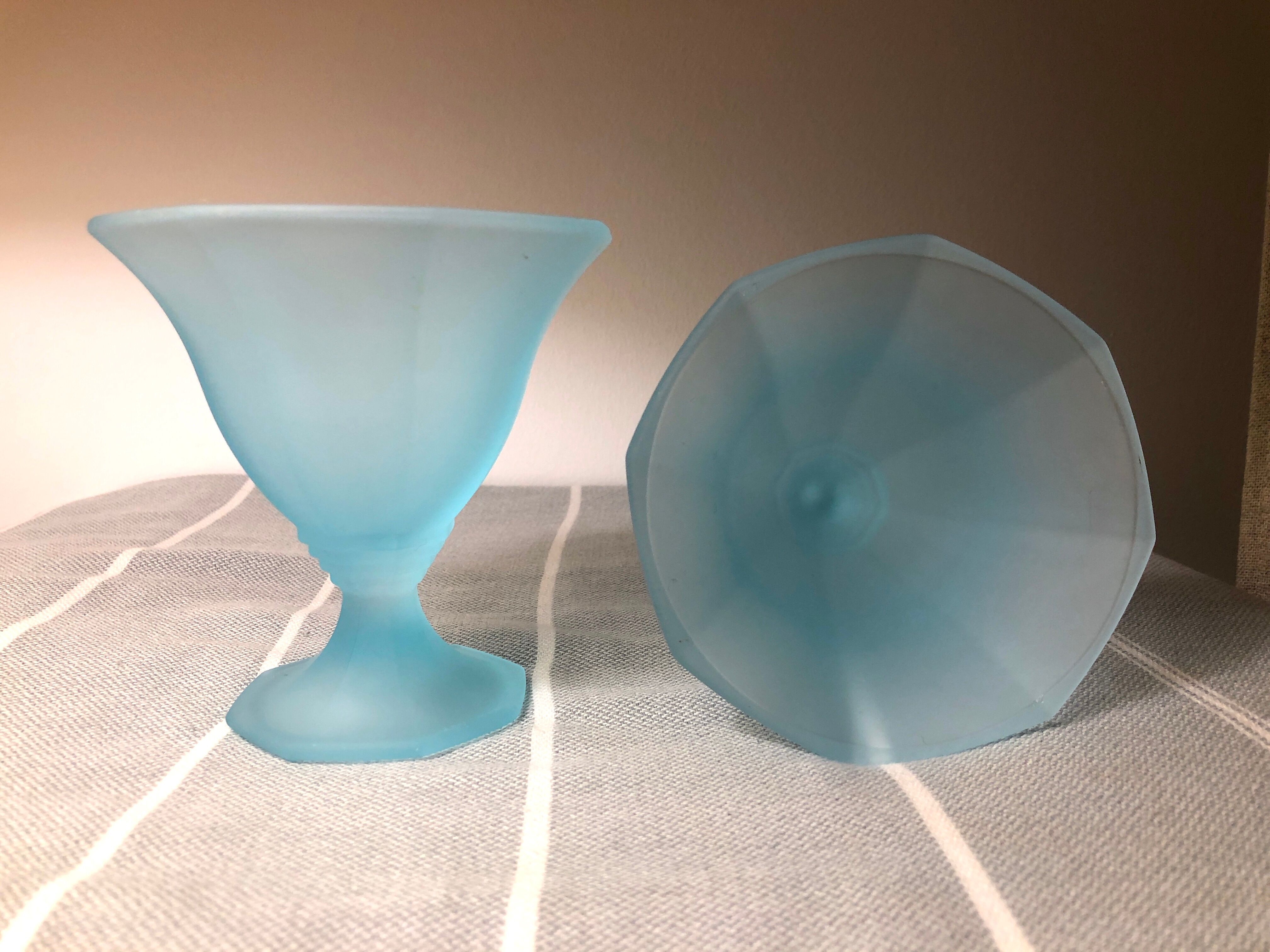 Vintage frosted blue ice cups
