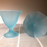Vintage frosted blue ice cups