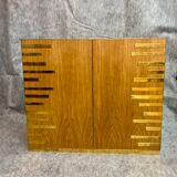 Natural wood and brass sideboard, twenty-first century