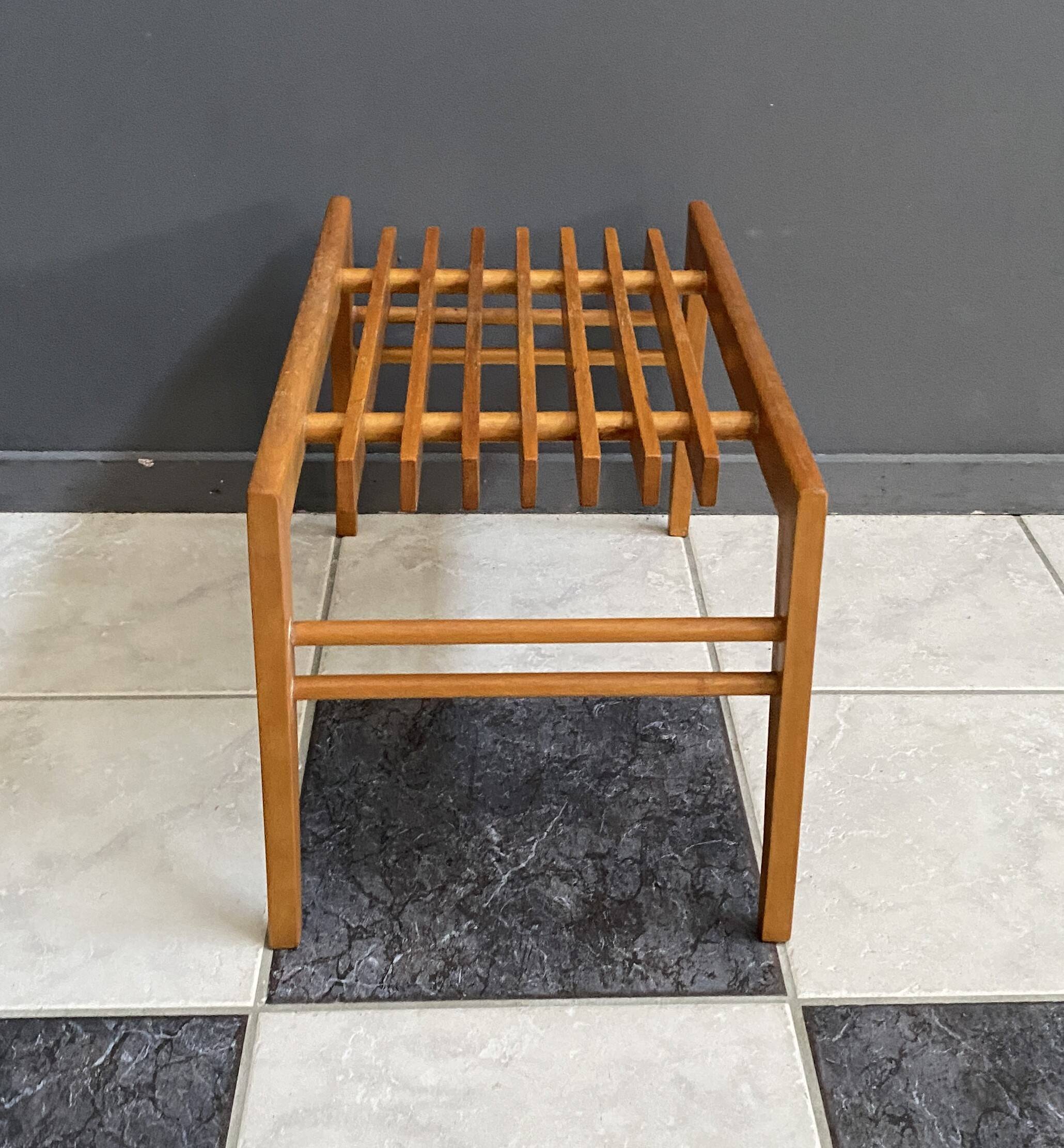 Small wood slatted sidetable flower table 1960s