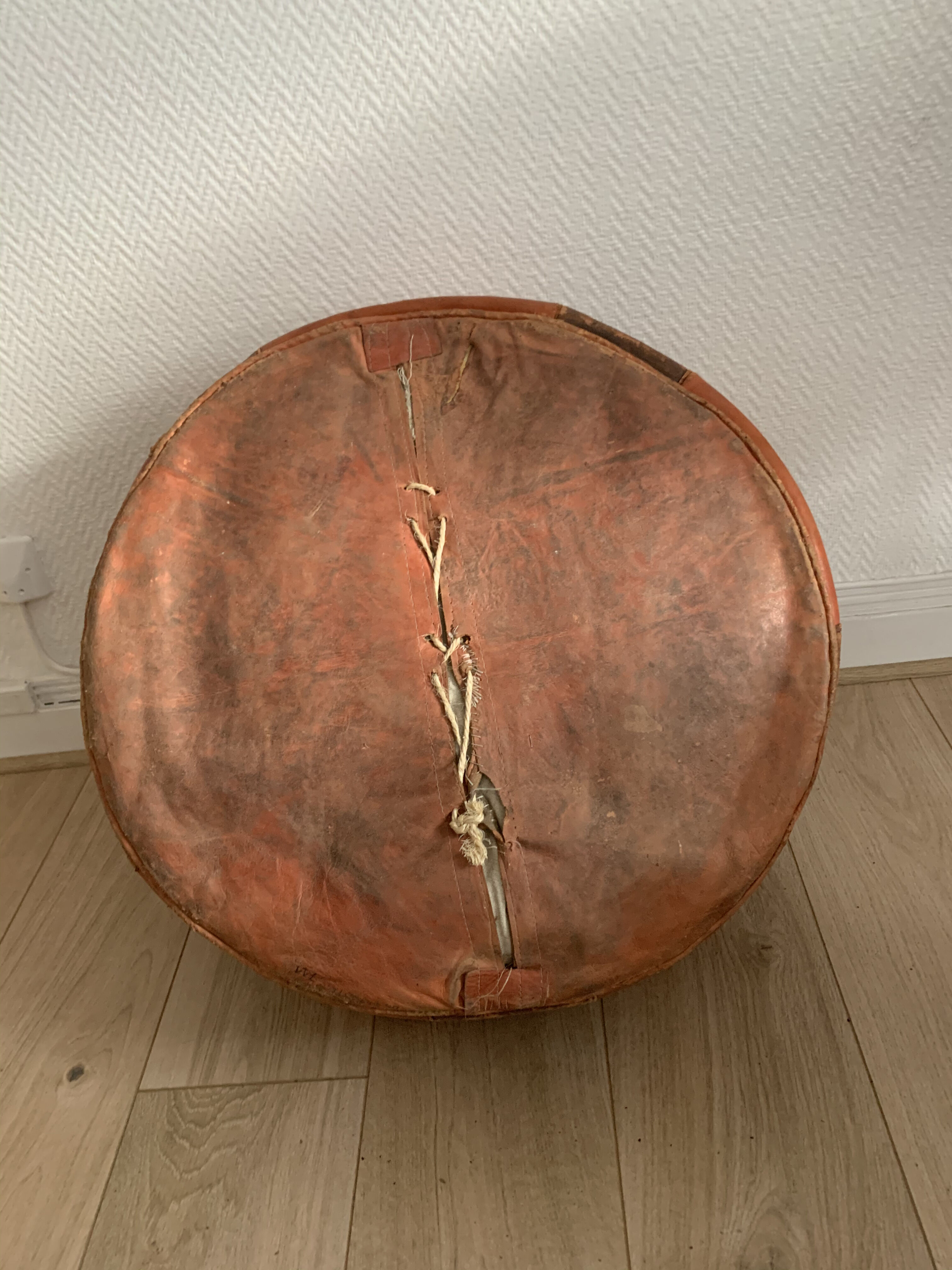 Moroccan leather pouf