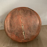 Moroccan leather pouf