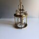 Antique entrance hall lantern - 3 lights - brass & convex glass