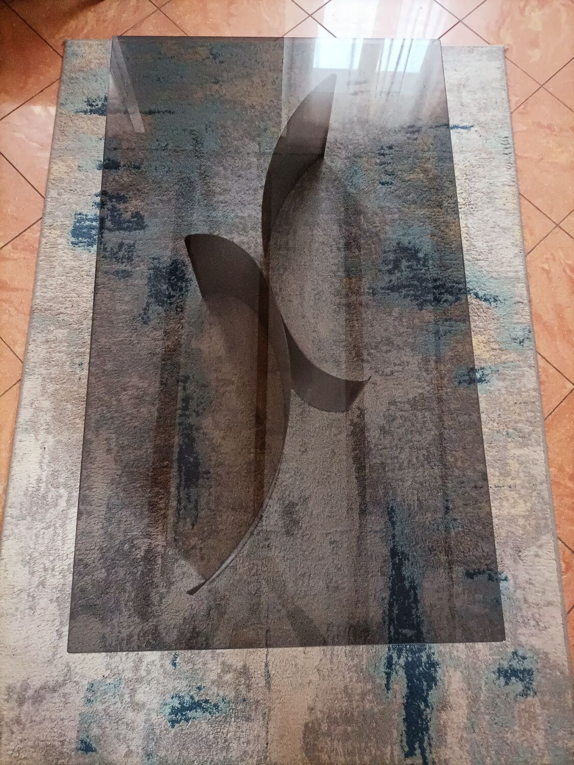 Brushed steel coffee table space age