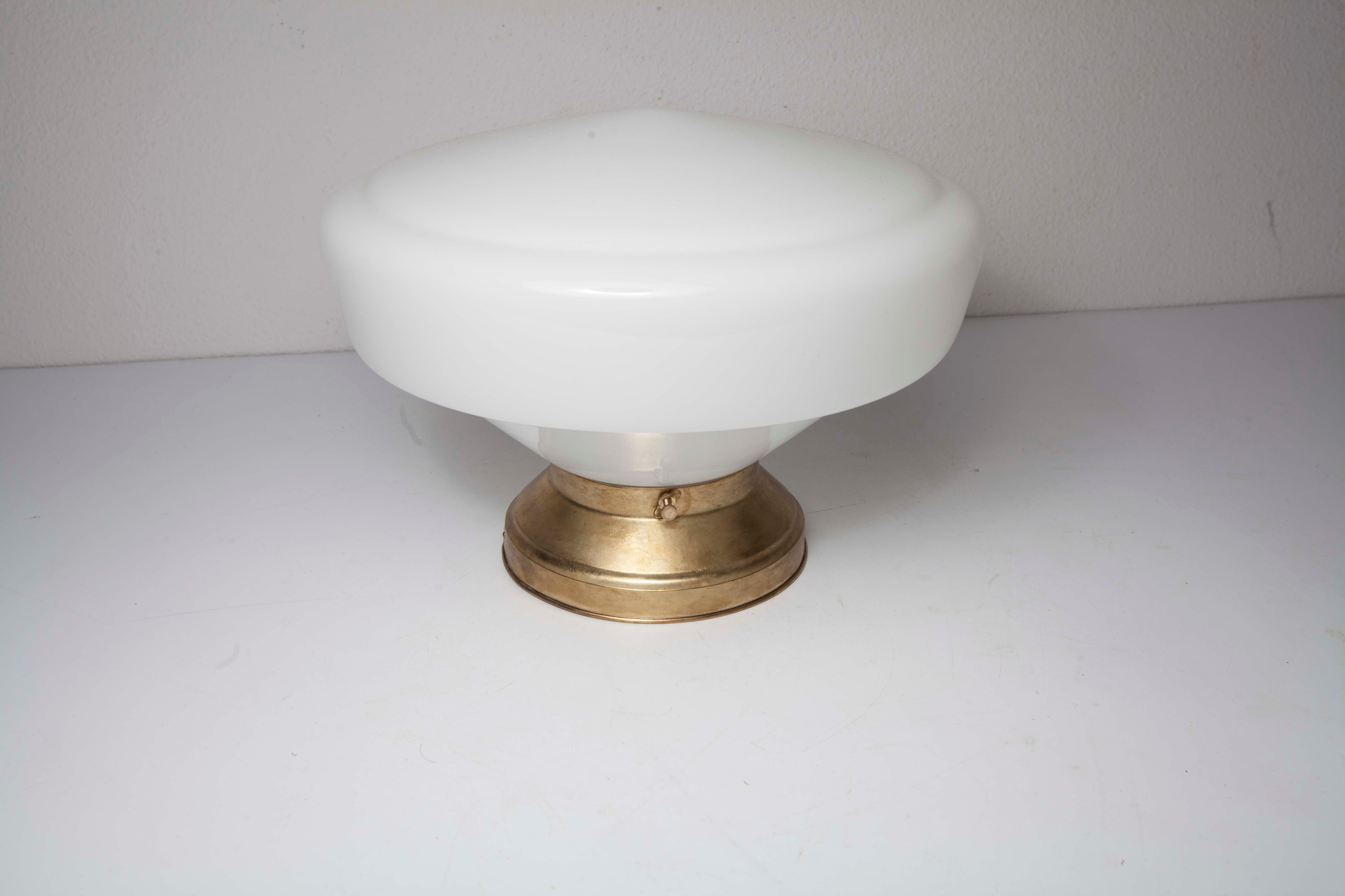 Globe opaline and brass plafon d30cm