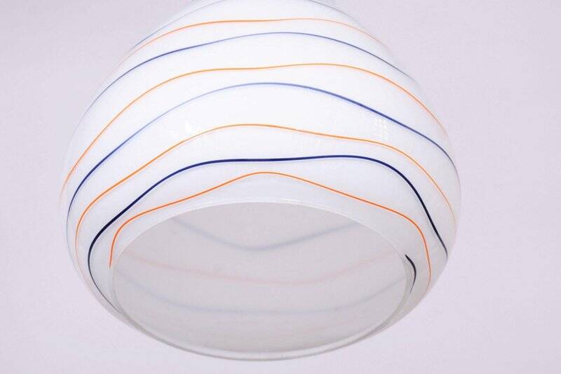 Mid-Century Czech Chromed Steel and Milk Glass Pendant Light, 1960s