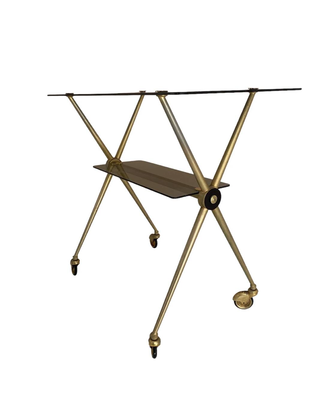 gold plated metal serving trolley