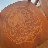 4 bistro chairs in curved wood and art nouveau patterns