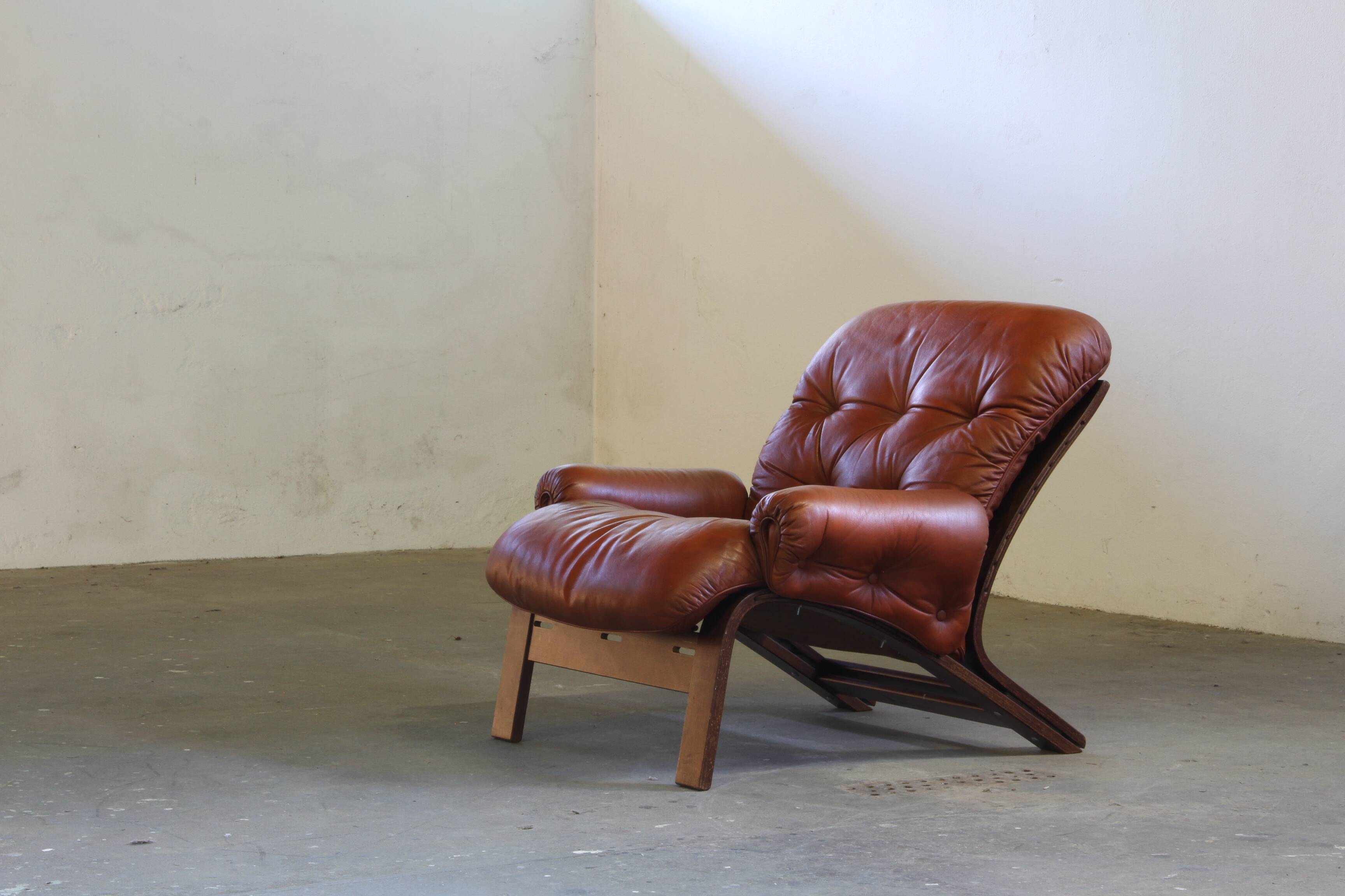 Vintage 1970s Leather Lounge Chairs by Elsa & Nordahl Solheim for Rybo Rykk