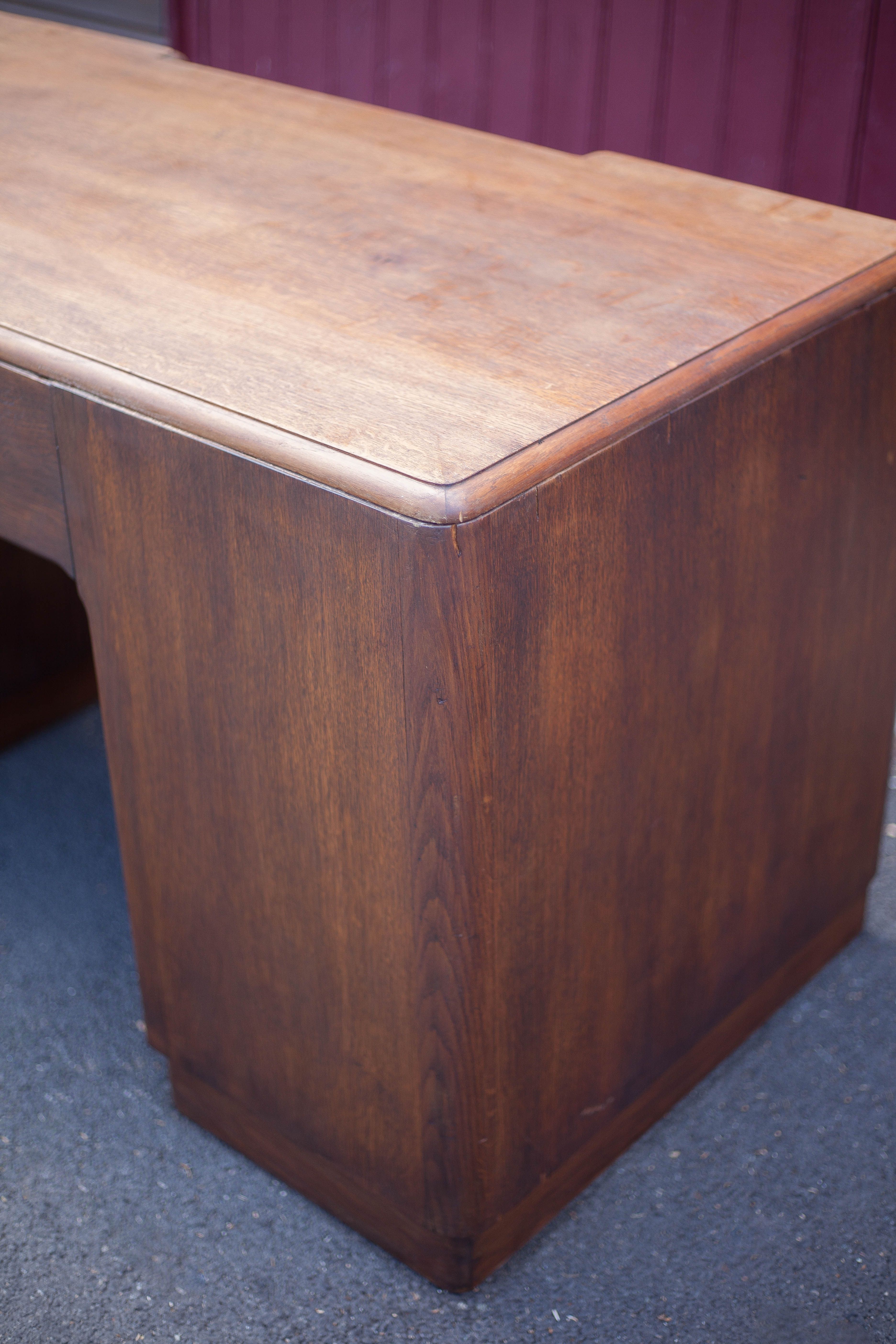Art deco desk, oak minister's office, large 2-box desk, drawer desk, 40's