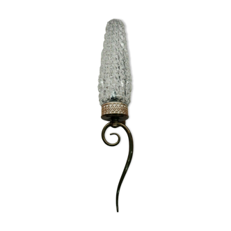 70s molded glass wall lamp