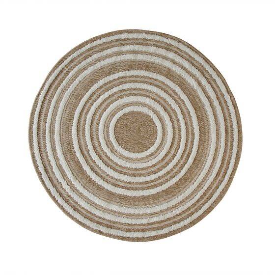 Natural beige jute round rug 70cm