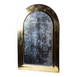Large vintage Moroccan handcrafted wall mirror from the 1950s-70s, solid brass arch