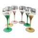 Set of 6 round stemmed glasses. Bohemian crystal. Floral twisted stem.
