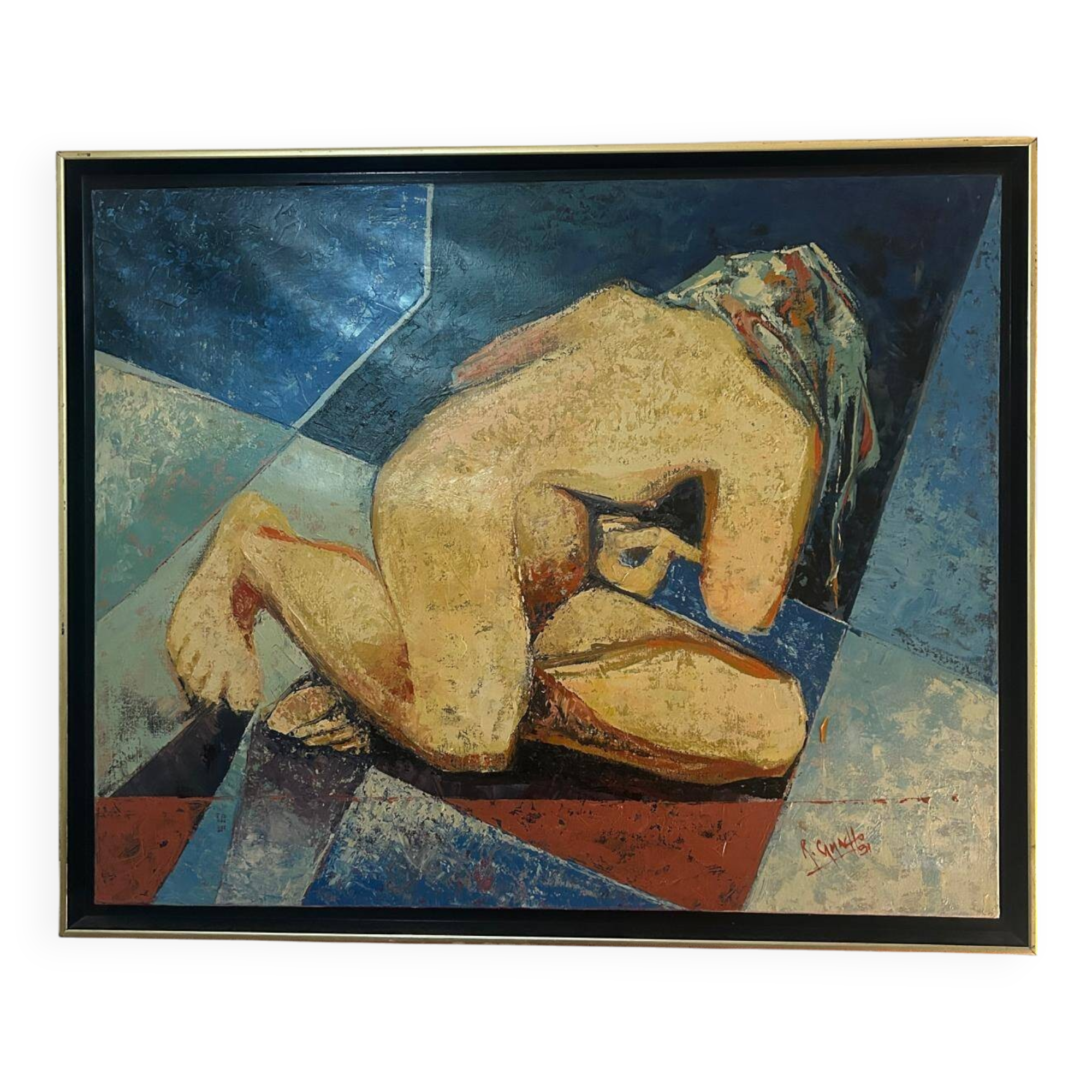 Modern painting by R. Smyth (1991) – Geometric nude