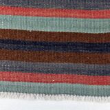 Tapis couloir artisanal, look bohème, couleurs pastel délavées, 415x70Cm