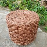 Table basse et tabourets en corde vintage