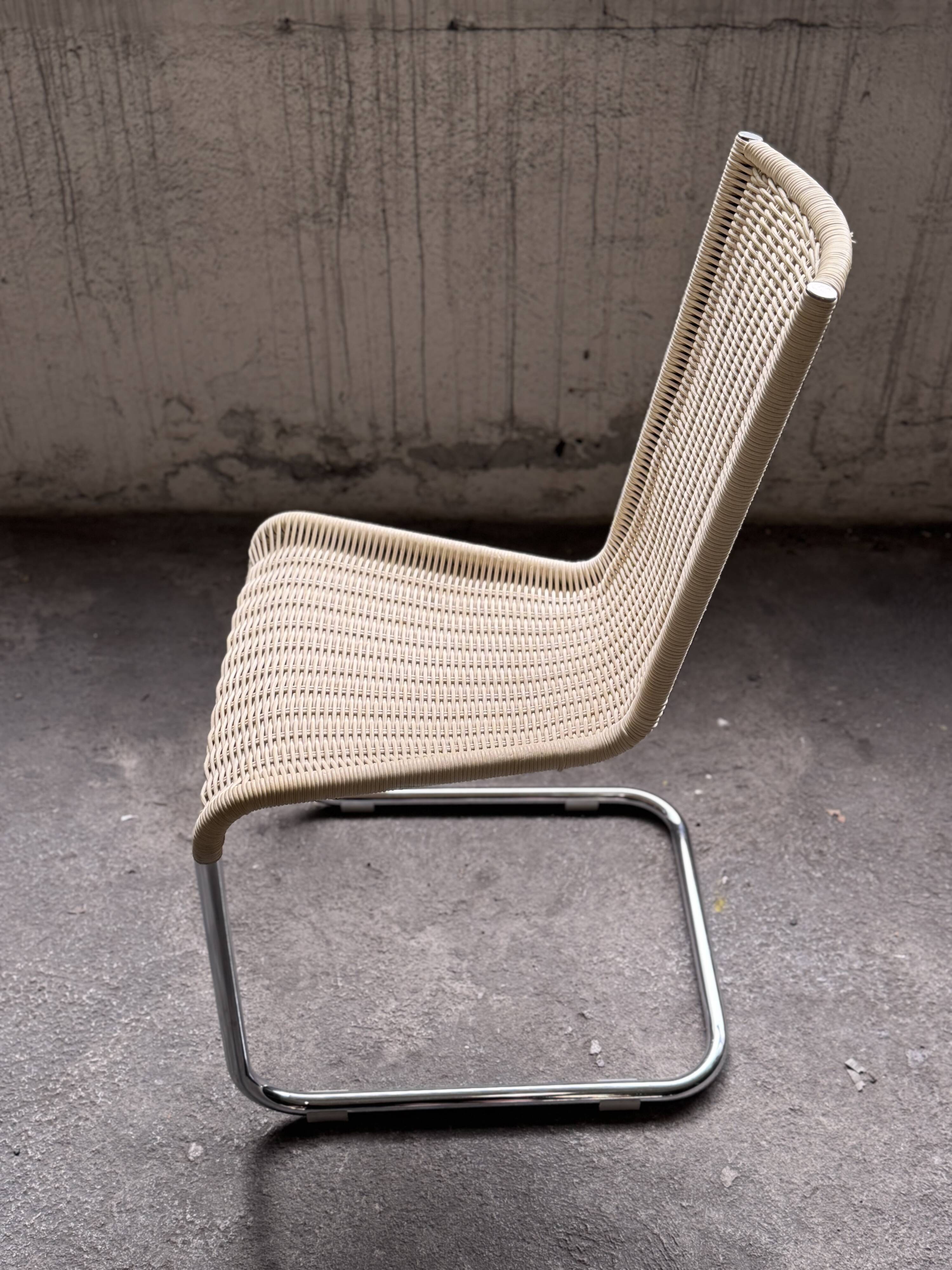 Set of 6 Tecta WK 724 Cantilever Chairs in Metal and Cream Wicker – 1980s