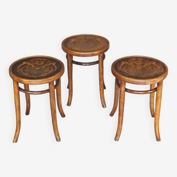 Thonet stools 1930 bistro wood seat