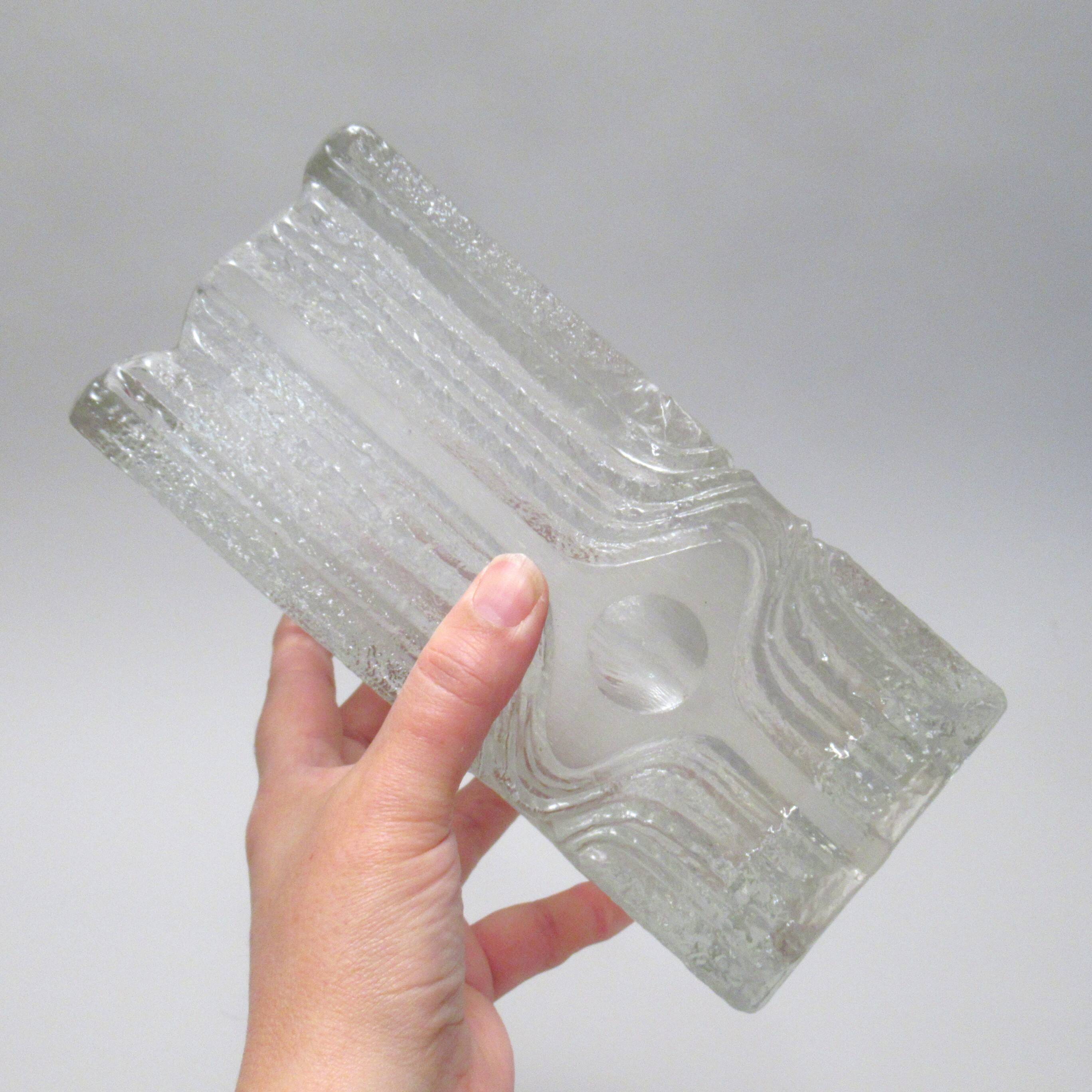 Brutalist moulded glass vase from the 1970s.