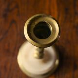 Fine brass candle holder alabaster base