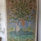 Large painting on canvas from the 20th century mounted on a frame - rural scene.