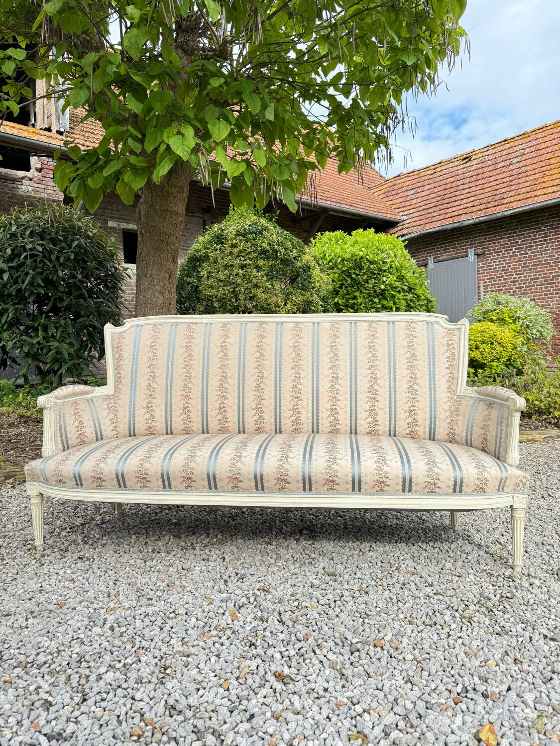 Large Sofa In Painted Wood From Louis XVI XVIII Eme Century
