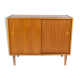 Teak slide door cabinet, made in Sweden, marked swan, 1960s