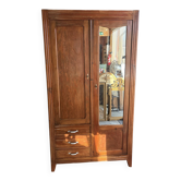 Armoire parisienne ancienne avec miroir, penderie et tiroirs
