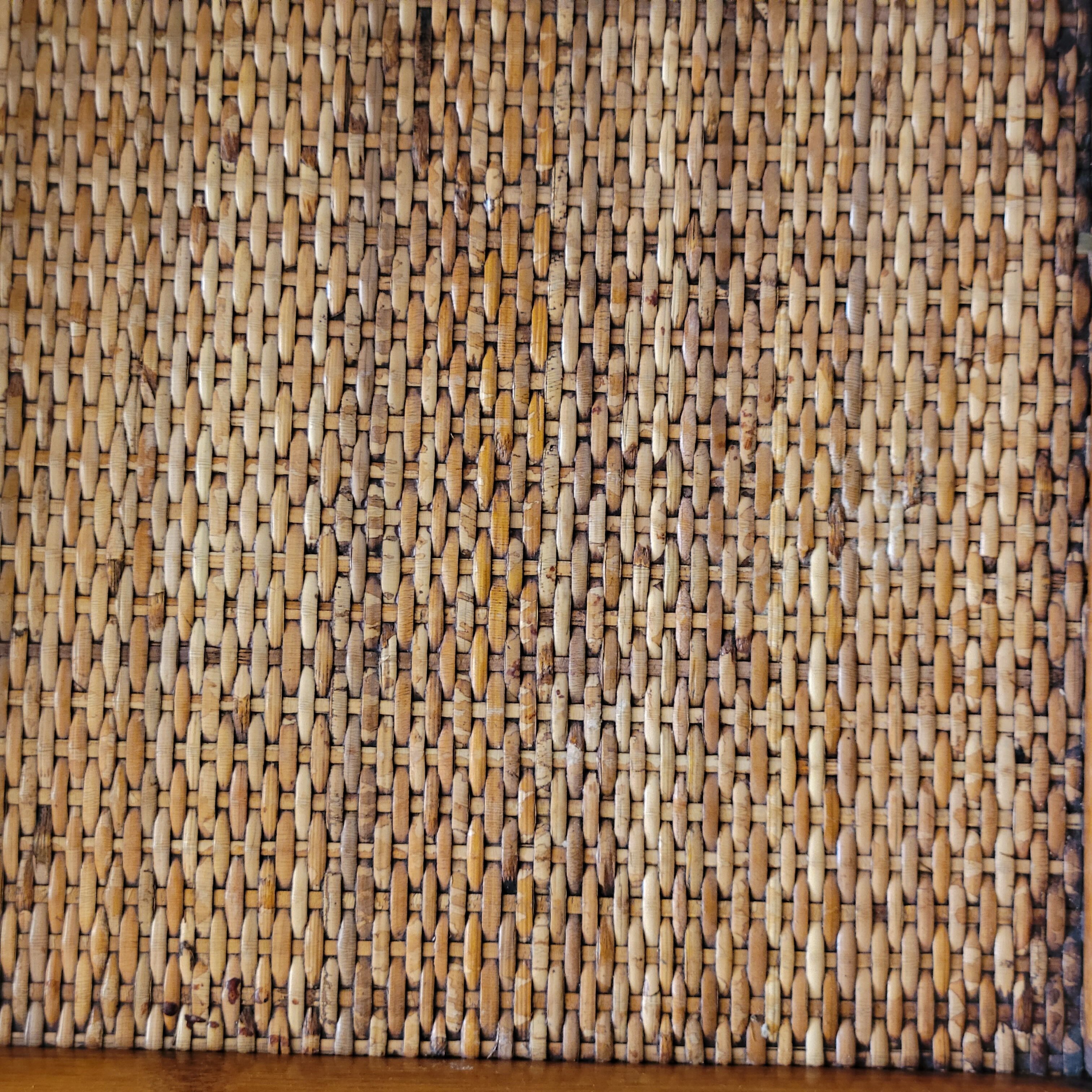 Square vintage serving tray in bamboo and wicker