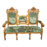 Dans l'esprit des formes d'Alfonce Mucha : banquette époque Art Nouveau