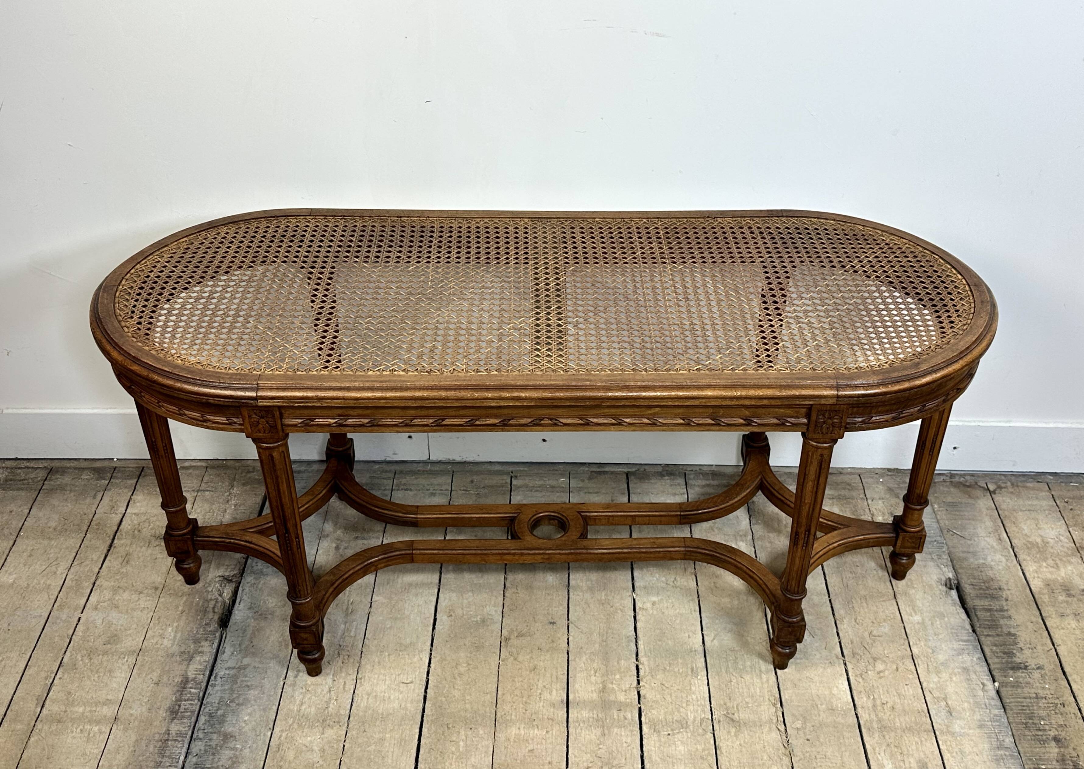 Louis XVI style walnut piano bench