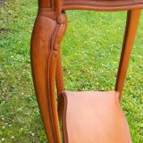 Louis XV style pedestal table/harness in solid cherry topped with marble