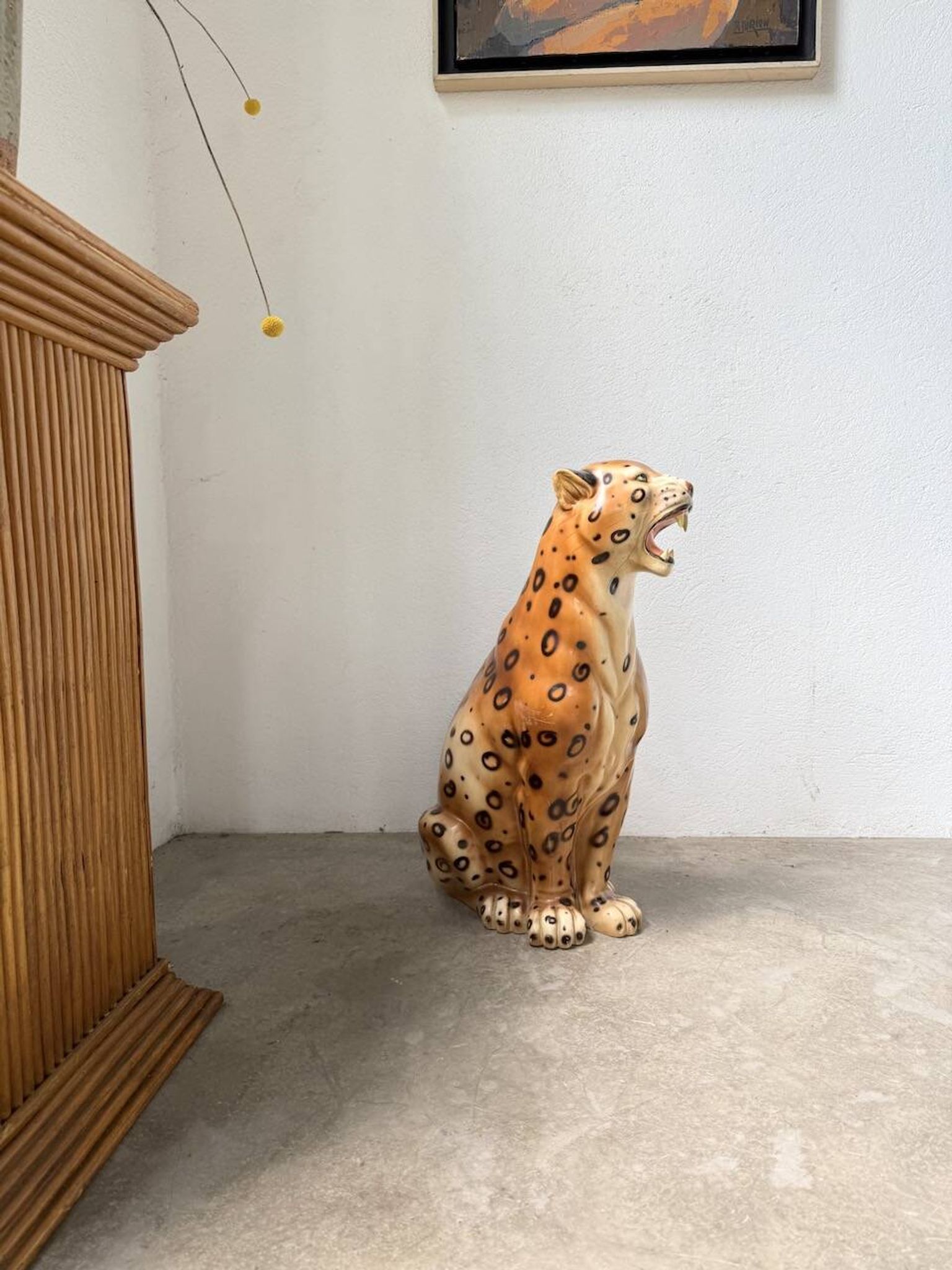 XL Italian ceramic leopard sculpture statue 1970