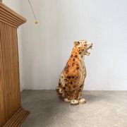 XL Italian ceramic leopard sculpture statue 1970