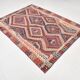 Kilim Ancien Fait Main en Laine Rouge et Bleu,Tapis Plat Vintage,165x231 Cm