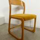 Set of 7 Baumann sled chairs in wood and mustard yellow fabric, 1960s