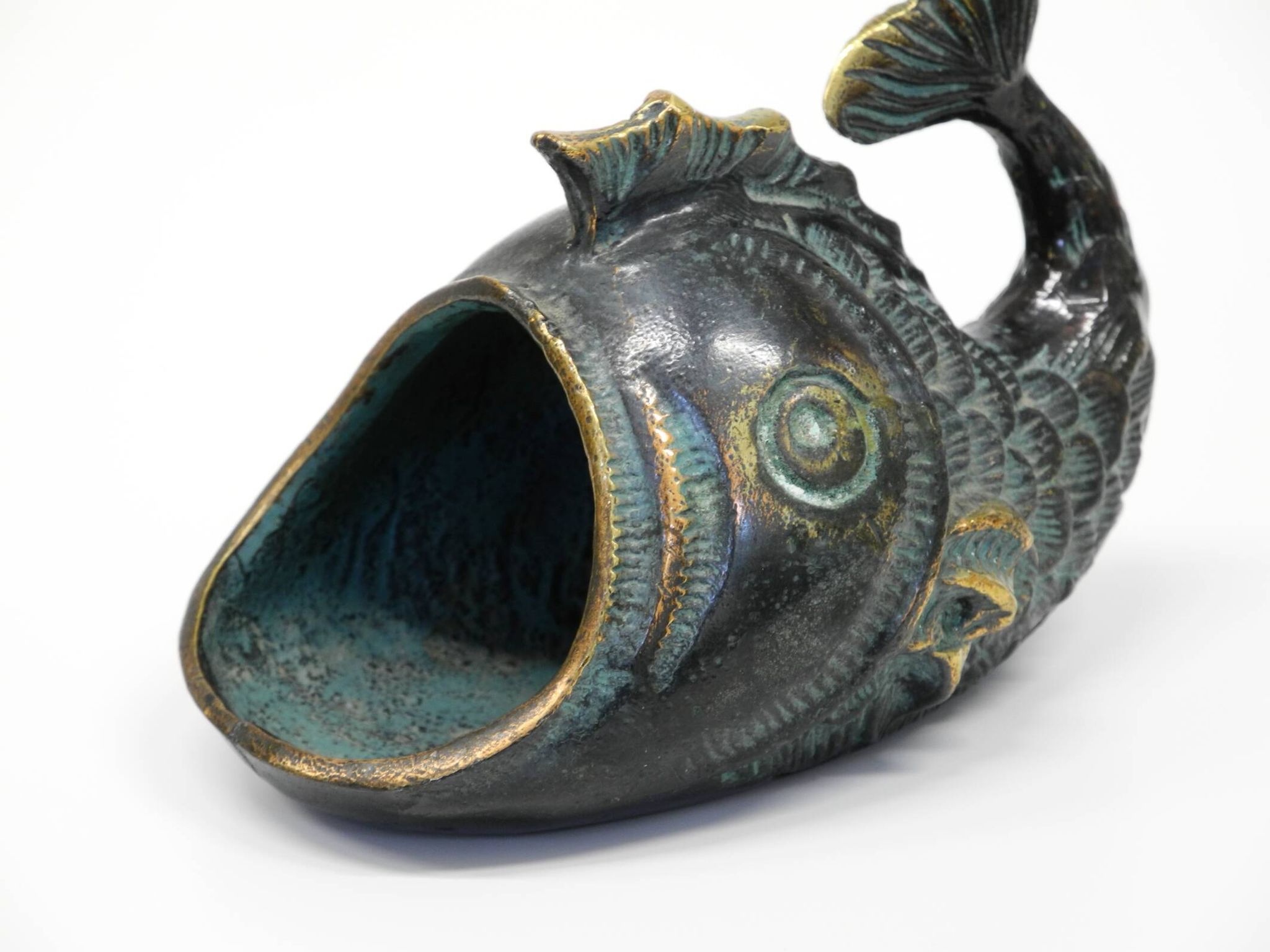 Mid Century bronze table or hand fish ashtray by Walter Bosse