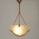Vintage French 1930s Art Deco Gometric White Glass Ceiling Light