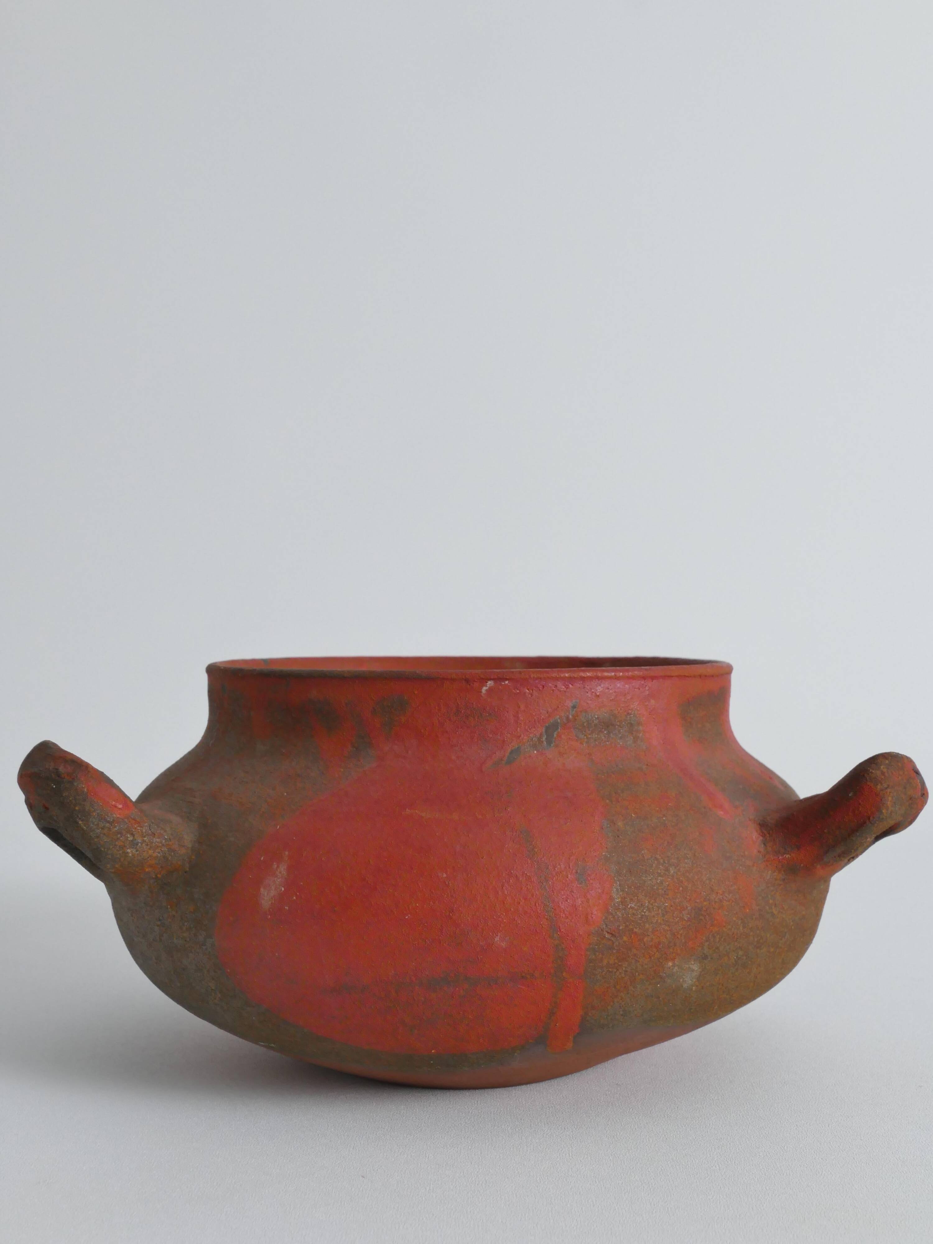 Studio Pottery Three-Handled Earthenware Ceramic Vessel